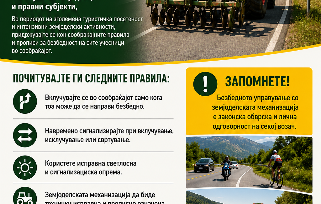 Локалниот совет за превенција со апел за безбедно учество на земјоделската механизација во сообраќајот